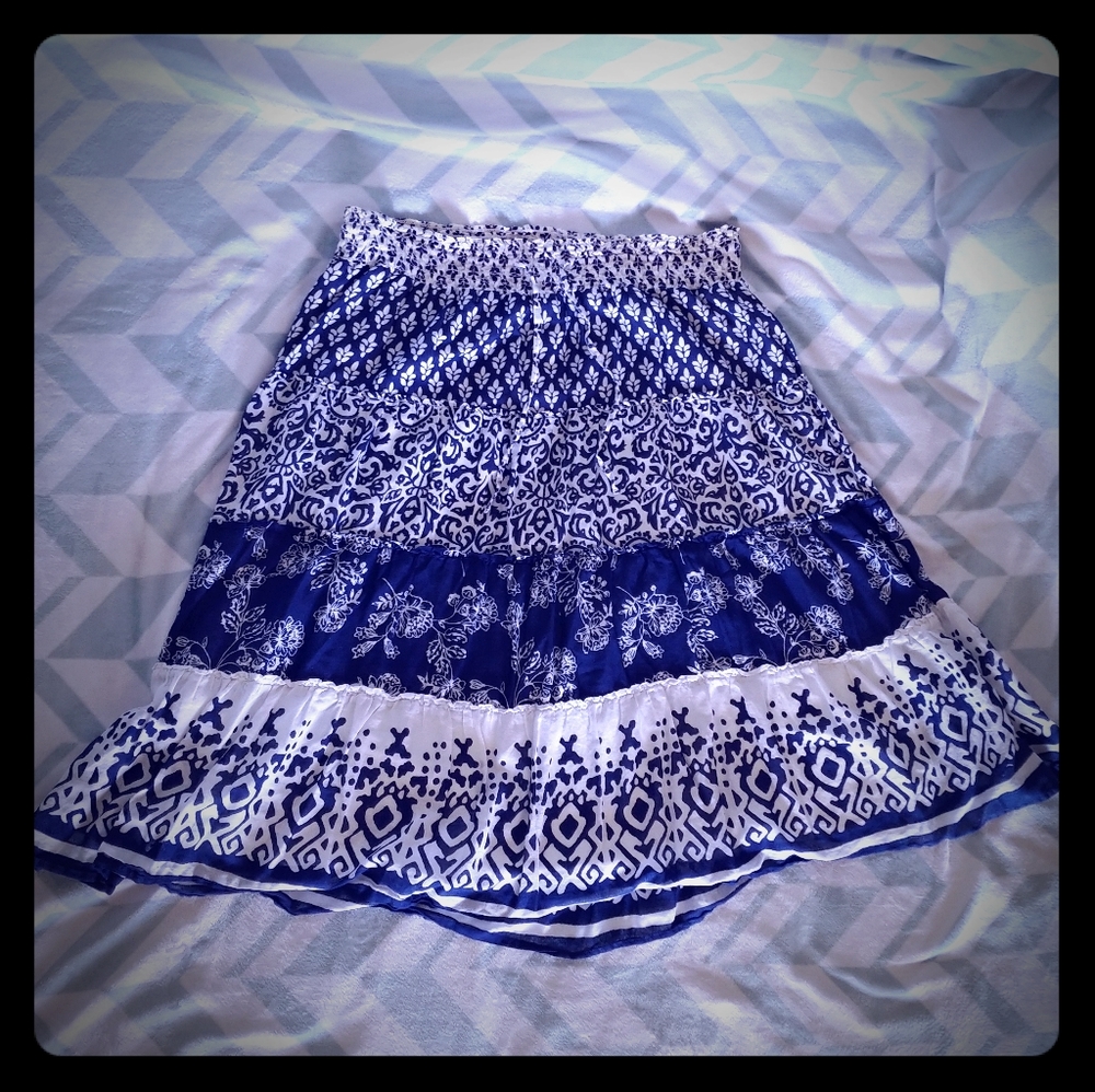 GUC Old Navy L Boho Midi A-Line Cotton Skirt